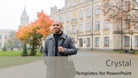  Presentation with gold man smile - PPT layouts enhanced with attractive-smiling-young-african-man background and a light gray colored foreground