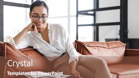  Presentation with woman business - Presentation design with attractive-smiling-young-asian-business background and a tawny brown colored foreground