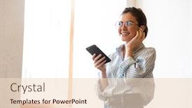  Presentation with wireless - Colorful PPT layouts enhanced with attractive-smiling-young-brunette-businesswoman backdrop and a lemonade colored foreground