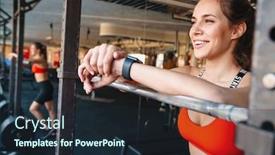  Presentation with rail - Amazing theme having attractive-smiling-young-fit-sportswoman backdrop and a wine colored foreground