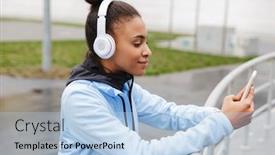  Presentation with rail - Beautiful presentation theme featuring attractive-smiling-young-healthy-african backdrop and a light blue colored foreground