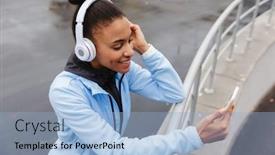  Presentation with rail - PPT theme with attractive-smiling-young-healthy-african background and a light blue colored foreground