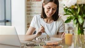  Presentation with brunch breakfast buffet healthy continental - Presentation enhanced with attractive-smiling-young-lovely-brunette background and a coral colored foreground