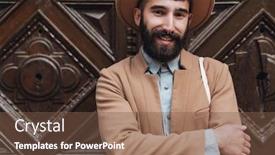  Presentation with man door - PPT theme featuring attractive-smiling-young-man-wearing background and a tawny brown colored foreground