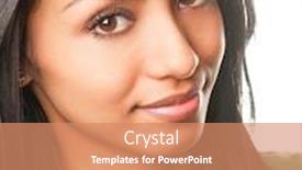  Presentation with latina - Beautiful presentation theme featuring attractive-smiling-young-woman backdrop and a coral colored foreground