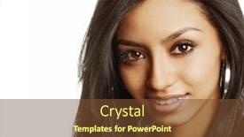  Presentation with latina - Beautiful presentation theme featuring attractive-smiling-young-woman backdrop and a tawny brown colored foreground