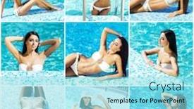  Presentation with sexy girl - PPT layouts consisting of attractive sporty smiling girl with sexy body woman in swimsuit near swimming pool collection collage holiday vacation summer beauty concept background and a arctic colored foreground