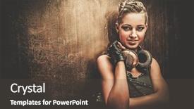  Presentation with steampunk - Amazing slide deck having attractive steampunk girl with headphones backdrop and a tawny brown colored foreground