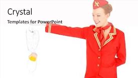  Presentation with oxygen - PPT theme enhanced with attractive stewardess presenting an oxygen background and a white colored foreground