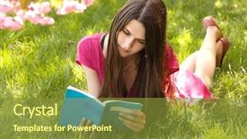  Presentation with teen girl tech - Beautiful theme featuring attractive student teen girl reading backdrop and a  colored foreground