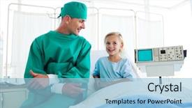  Presentation with surgery - Presentation consisting of attractive surgeon explaining a surgery background and a light blue colored foreground
