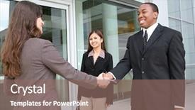  Presentation with diverse business people - Cool new presentation theme with attractive team of diverse business backdrop and a violet colored foreground