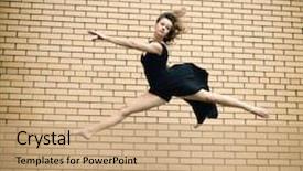  Presentation with teen girl - Theme having attractive teen girl dancing outdoor against brkics wall toned background and a coral colored foreground