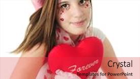  Presentation with sparkly - Theme with attractive teen girl in a pink cowgirl hat her face adorned with sparkly hearts and hugging a forever heart pillow on a white background background and a red colored foreground