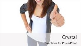 Presentation with girl teens - Amazing PPT theme having attractive teenage girl showing thumbs up all on white background backdrop and a white colored foreground