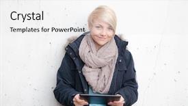  Presentation with teenage girl - Colorful presentation enhanced with attractive-teenage-girl-using-tablet backdrop and a white colored foreground