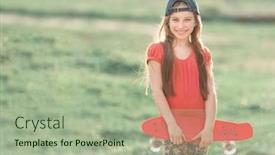  Presentation with skating - Colorful PPT layouts enhanced with attractive-teenage-girl backdrop and a mint green colored foreground