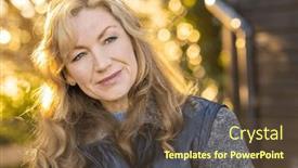  Presentation with golden woman - Presentation theme enhanced with attractive-thoughtful-middle-aged-woman background and a tawny brown colored foreground