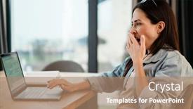  Presentation with smart home - Beautiful presentation theme featuring attractive-tired-young-smart-woman backdrop and a coral colored foreground