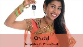  Presentation with women india - Presentation theme featuring attractive traditional indian woman background and a red colored foreground