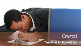  Presentation with twenties - Slide deck having attractive twenties african american man asleep at desk background and a tawny brown colored foreground