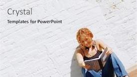  Presentation with white brick - Presentation theme having attractive urban girl against white brick wall background and a white colored foreground