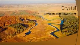  Presentation with nature river - Beautiful slide deck featuring attractive-view-from-a-drone backdrop and a yellow colored foreground