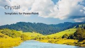  Presentation with nature river - Presentation design consisting of attractive-view-of-the-mountain background and a light blue colored foreground