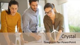  Presentation with wind - Amazing PPT layouts having attractive wind farm engineers looking backdrop and a  colored foreground