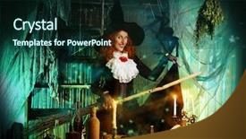  Presentation with fairytales - PPT theme with attractive witch in the wizarding background and a wine colored foreground
