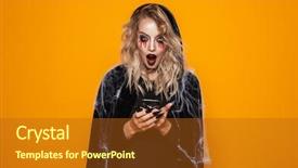  Presentation with wizard - Colorful presentation theme enhanced with attractive wizard woman wearing black backdrop and a tawny brown colored foreground