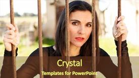  Presentation with jail - Colorful slide deck enhanced with attractive woman behide the bars backdrop and a tawny brown colored foreground