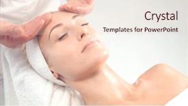  Presentation with young sing woman singing young - Cool new PPT theme with attractive woman getting spa treatment backdrop and a lemonade colored foreground