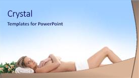  Presentation with blue spa - Cool new presentation theme with attractive woman getting spa treatment over blue backdrop and a light gray colored foreground