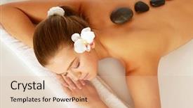  Presentation with treatment - Cool new presentation with attractive woman getting spa treatment backdrop and a lemonade colored foreground