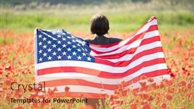  Presentation with independence - Cool new presentation theme with attractive-woman-holding-flag backdrop and a coral colored foreground