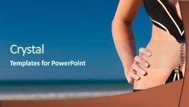  Presentation with sun blue sky and ocean - PPT layouts with attractive woman in monokini standing background and a  colored foreground
