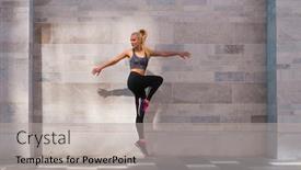  Presentation with active lifestyle - Slide set enhanced with attractive woman in sportswear training outdoor sport jogging healthy and active lifestyle background and a light gray colored foreground