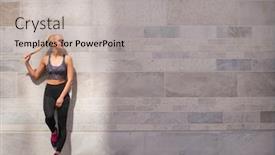  Presentation with active lifestyle - Slide set having attractive woman in sportswear training outdoor sport jogging healthy and active lifestyle background and a light gray colored foreground