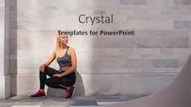  Presentation with active lifestyle - Presentation theme featuring attractive woman in sportswear training outdoor sport jogging healthy and active lifestyle background and a light gray colored foreground