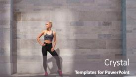  Presentation with active lifestyle - Colorful theme enhanced with attractive-woman-in-sportswear-training backdrop and a gray colored foreground