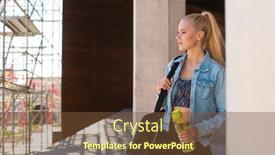  Presentation with active lifestyle - Slide deck enhanced with attractive-woman-in-sportswear-walking background and a tawny brown colored foreground