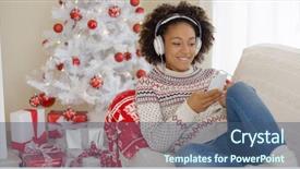  Presentation with christmas music - Slides with listening to music at christmas background and a coral colored foreground