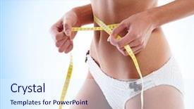  Presentation with woman nude body - Slides enhanced with attractive woman measures her body background and a sky blue colored foreground