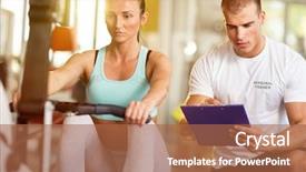  Presentation with exercise trainer - Presentation design enhanced with attractive woman on exercise background and a  colored foreground