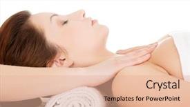  Presentation with relaxing - PPT theme enhanced with attractive woman relaxing beeing massaged background and a  colored foreground