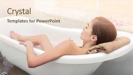  Presentation with sensuality woman black angel relaxing - PPT theme featuring attractive woman relaxing in bath background and a cream colored foreground