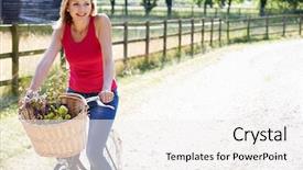  Presentation with man riding big bike motor - Presentation theme featuring attractive woman riding bike along background and a white colored foreground
