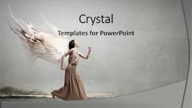  Presentation with angel wings - Cool new presentation theme with attractive woman running with angel wings behind back backdrop and a light gray colored foreground