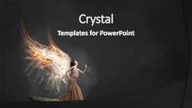  Presentation with angel wings - PPT layouts with attractive woman running with angel wings behind back background and a dark gray colored foreground